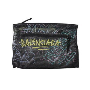 BALENCIAGA Graffiti Clutch Bag Black